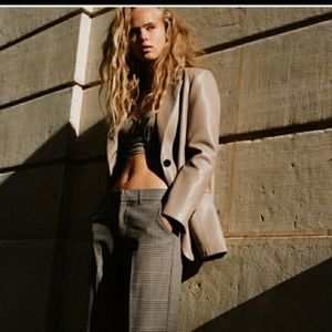 Zara Faux Leather Oversized Blazer